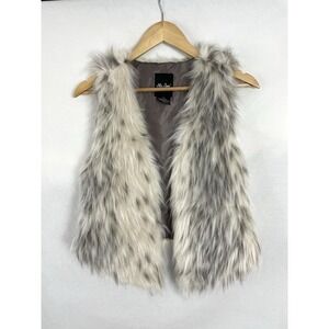 Faux Fur Vest Womens Small S Open Front  Retro 70's